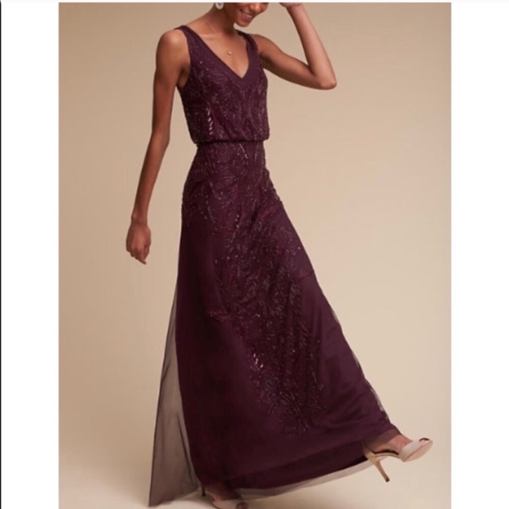 BHLDN bridesmaid dress burgundy